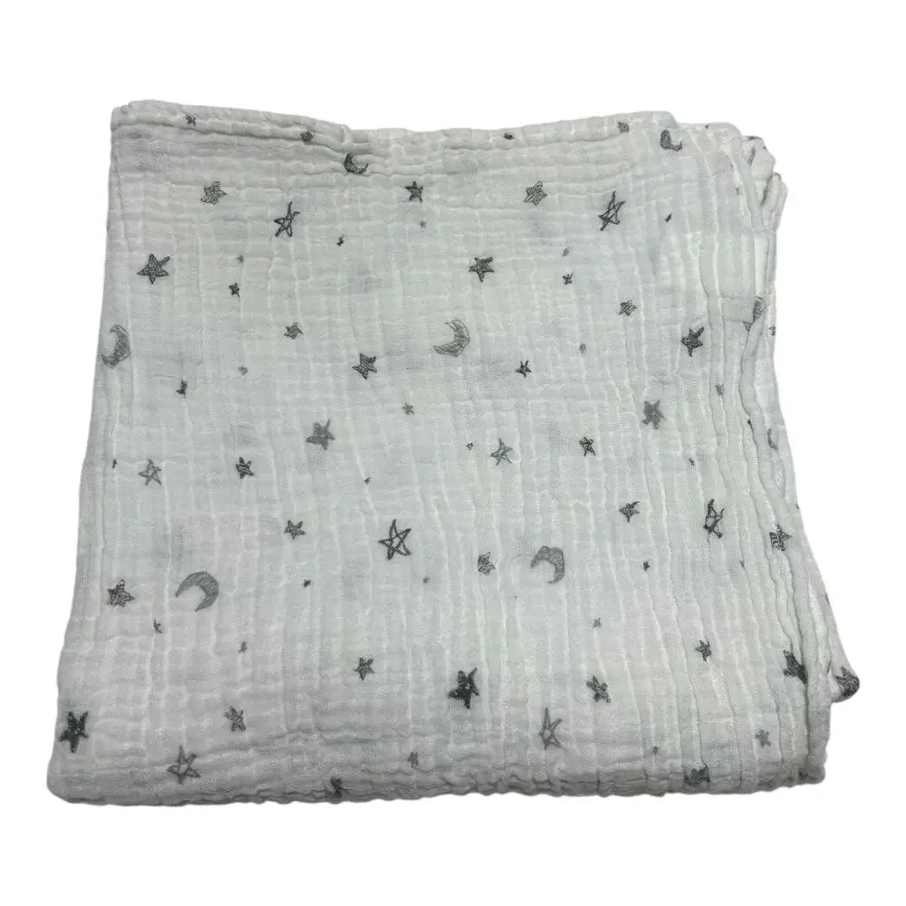 TL Care American Baby Company White Gray Moon Stars Muslin Swaddle Blanket 2018